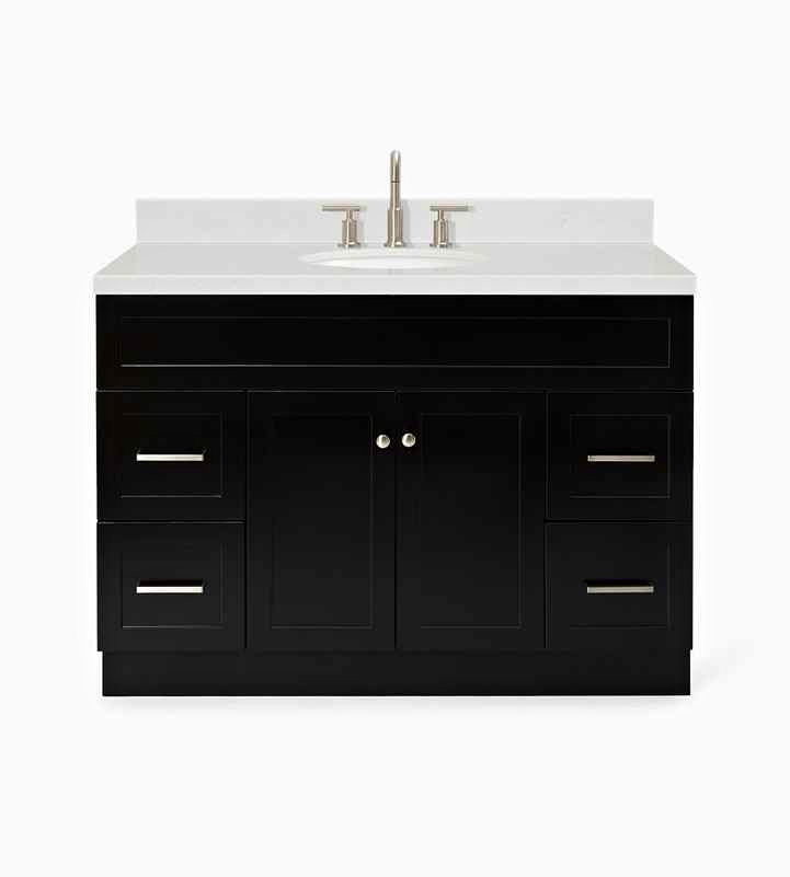 ariel hamlet 48 in. oval sink bathroom vanity with carrara white Cultured Top in black