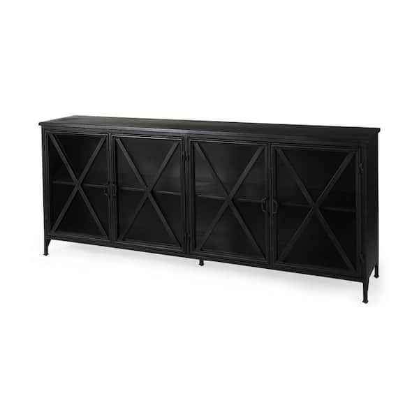 Mercana Poppy I Black Metal With Glass Door Sideboard
