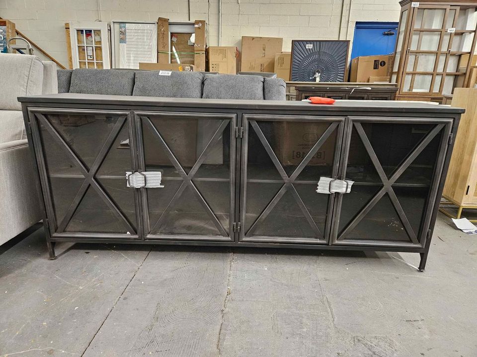 Mercana Poppy I Black Metal With Glass Door Sideboard - Image 6