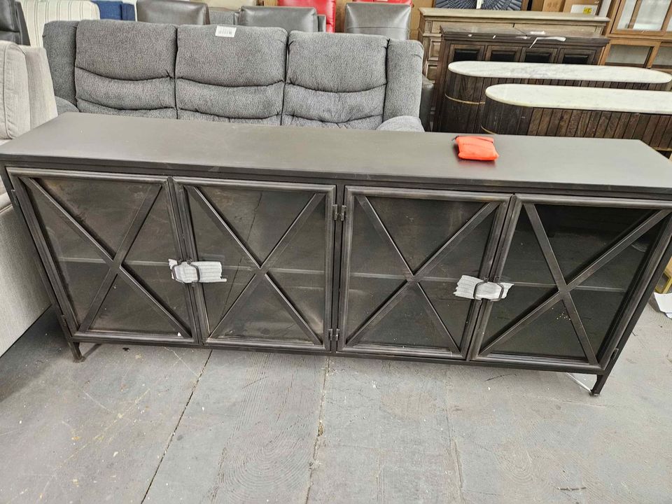 Mercana Poppy I Black Metal With Glass Door Sideboard - Image 10