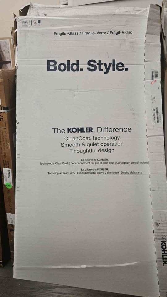 71-3/4" H pivot shower door with 3/8"-thick glass ( Polished Chrome) - Image 2