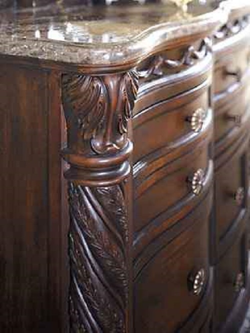 North Shore Wood/Marble Dresser, Dark Brown - Image 4