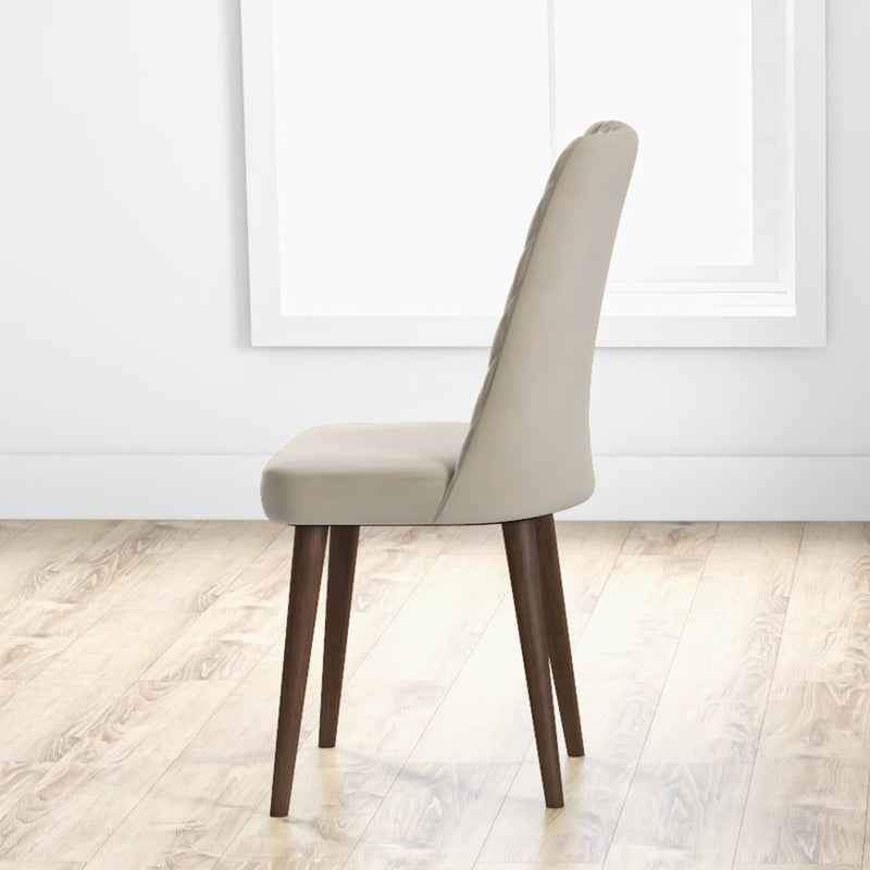 Evette Mid Century Modern Beige Dining Chair ( 2- Pcs ) - Image 4