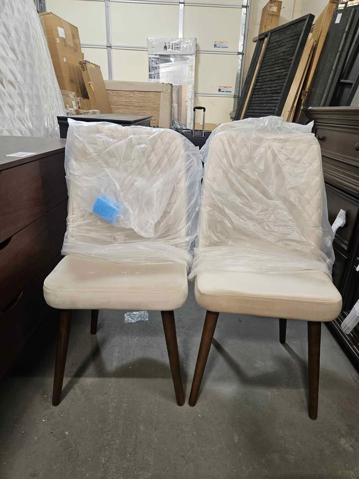 Evette Mid Century Modern Beige Dining Chair ( 2- Pcs ) - Image 8