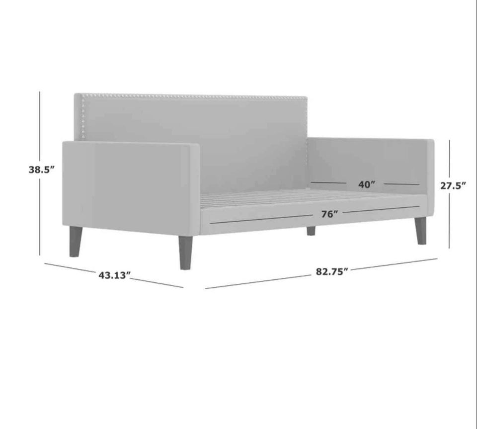 Palaksh Upholstered Twin Daybed with Nailhead Trim - Image 8