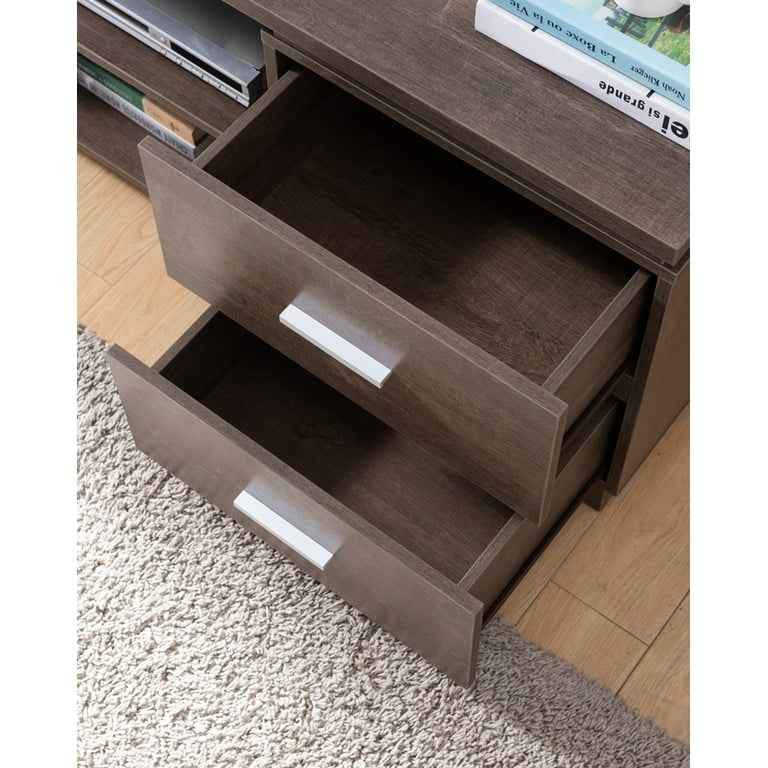 Smart Home 182343TV Mid Century Modern Walnut Oak Television Stand fit for 65 Inch TVs - Image 4