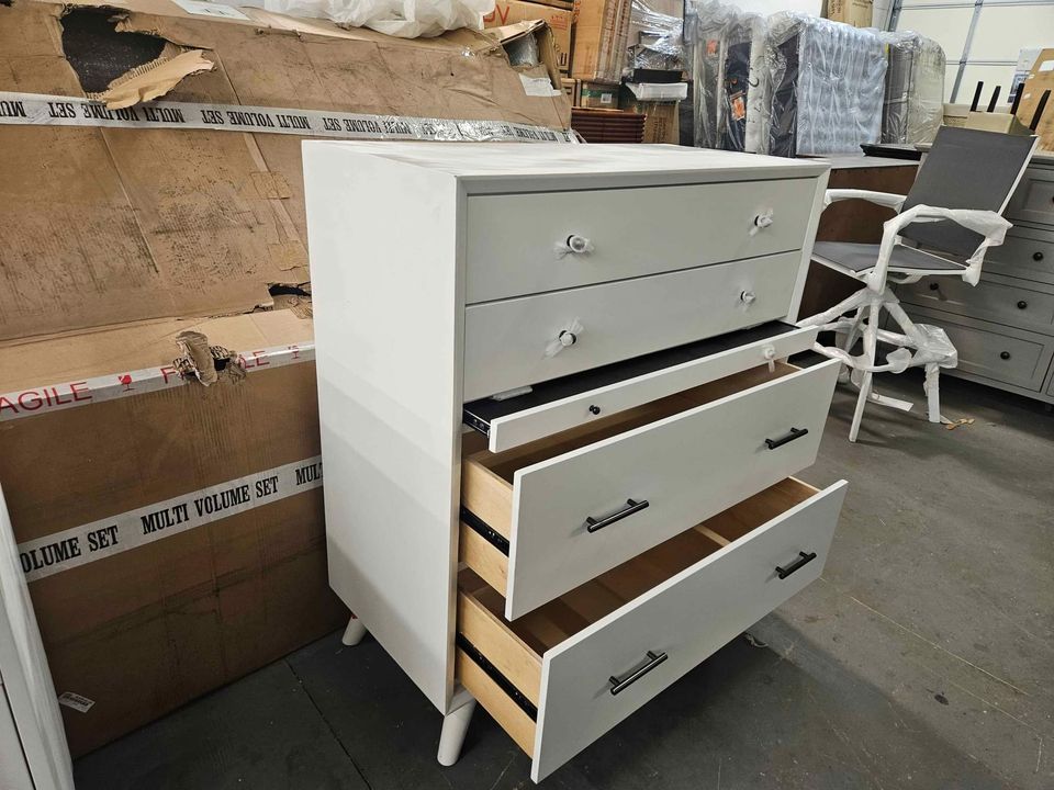 Alpine Furniture Flynn 4 Drawer Multifunction Chest with Pullout Workstation Tray in White 966-W-05 - Image 6