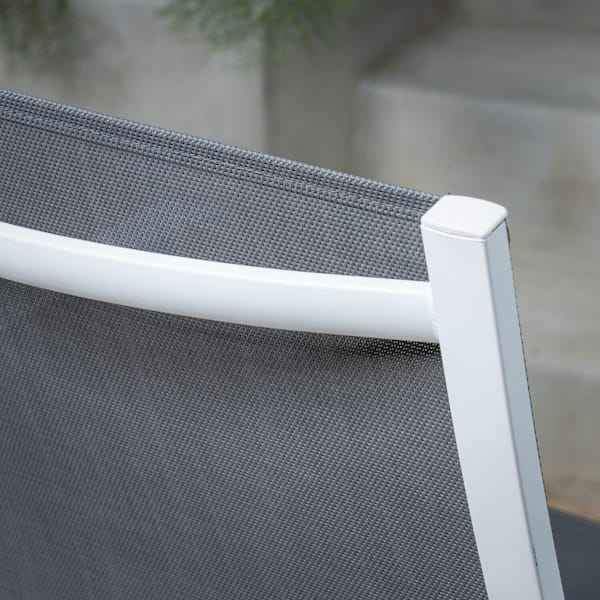 Naples 5-Piece Aluminum Outdoor Dining Set with 4 Swivel Bar Chairs and a Glass-Top Bar Table in Whi - Image 4