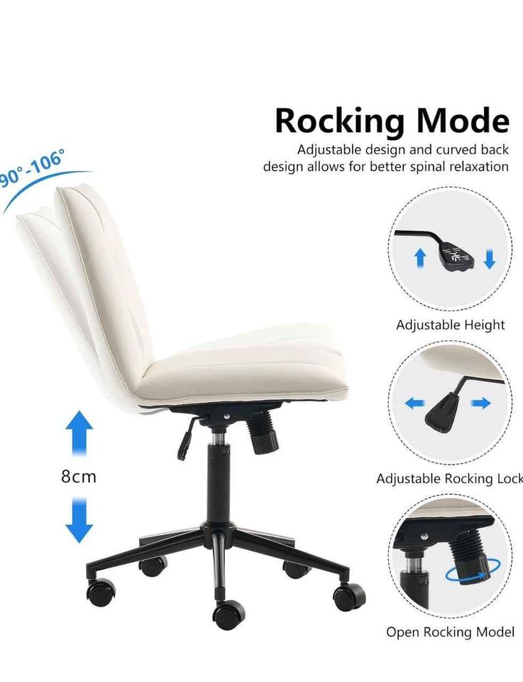 YOUTASTE Office Chair Armless Desk Chair with Wheels, Comfortable Upholstered Computer Task Chairs - Image 3
