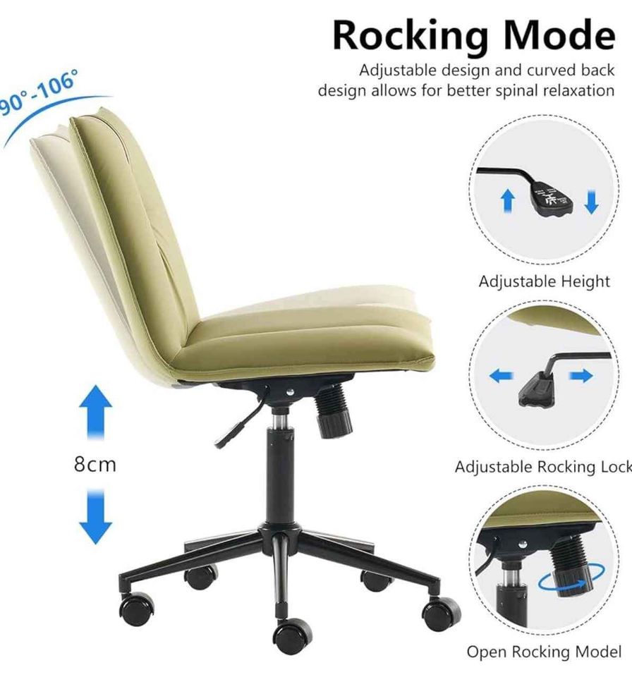 YOUTASTE Office Chair Armless Desk Chair with Wheels, Comfortable Upholstered Computer Task Chairs - Image 7