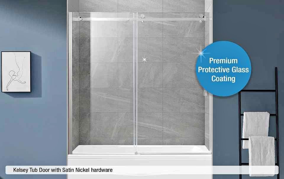 OVE Decors Kelsey 60 in. Bathtub Door in Satin Nickel