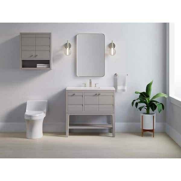 Helst 36" Single Sink Open Base Bath Vanity in Mohair Grey with Quartz Top
