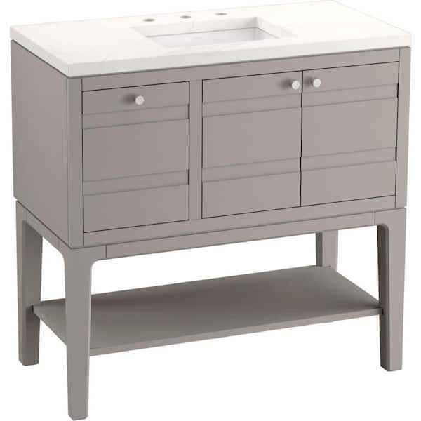 Helst 36" Single Sink Open Base Bath Vanity in Mohair Grey with Quartz Top - Image 2