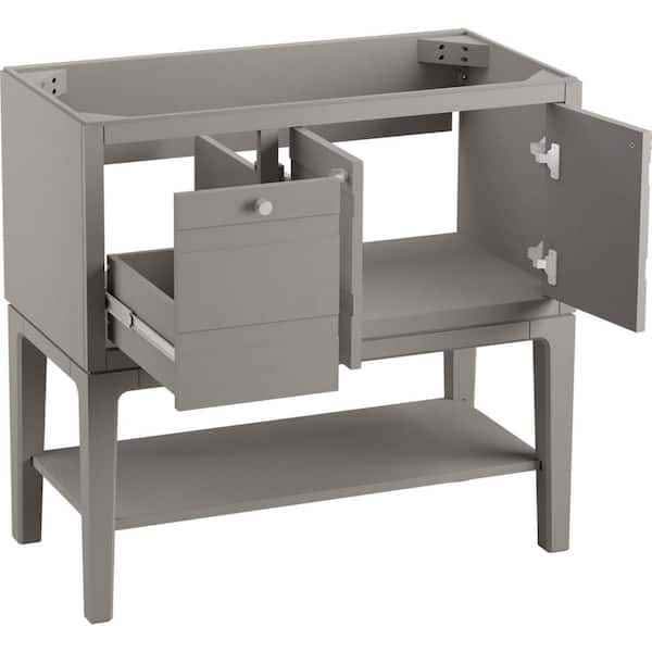 Helst 36" Single Sink Open Base Bath Vanity in Mohair Grey with Quartz Top - Image 5