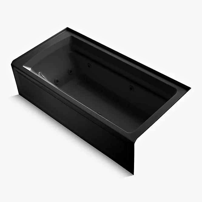 Archer 72" X 36" Alcove Whirlpool Tub RH Drain - Black Black 1124-RA-7 Kohler