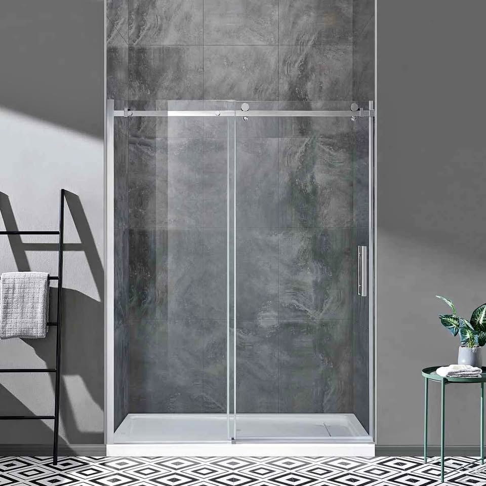 OVE Decors Kelsey Tempered Glass Shower Door. 72" W x 76" H. ( Chrome )