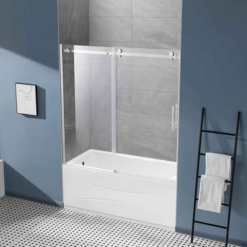 OVE Decors Kelsey 60" Tub Door ( Satin Nickel ) - Image 4