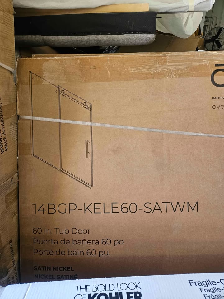 OVE Decors Kelsey 60" Tub Door ( Satin Nickel ) - Image 5