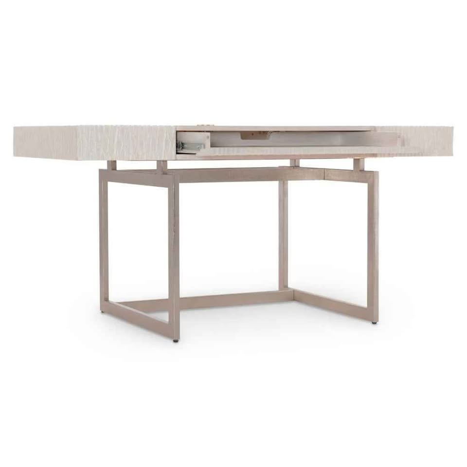Alesio Desk: Modern Minimalist Design with USB Ports, Drop-Front Drawer & Weathered Bone Finish - Image 3