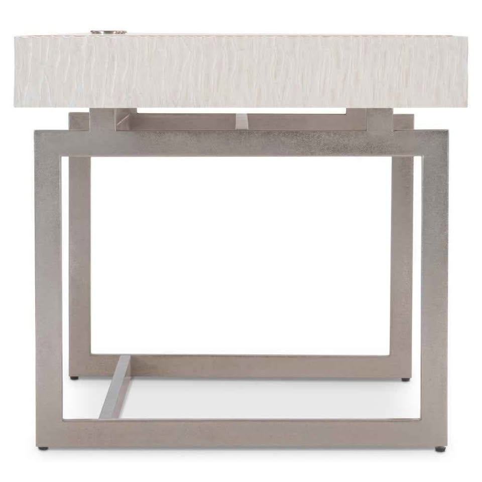 Alesio Desk: Modern Minimalist Design with USB Ports, Drop-Front Drawer & Weathered Bone Finish - Image 4