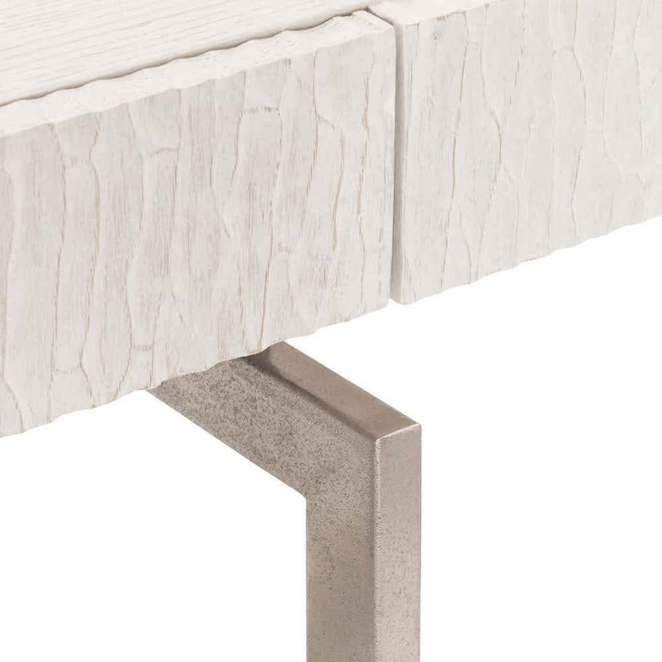 Alesio Desk: Modern Minimalist Design with USB Ports, Drop-Front Drawer & Weathered Bone Finish - Image 5