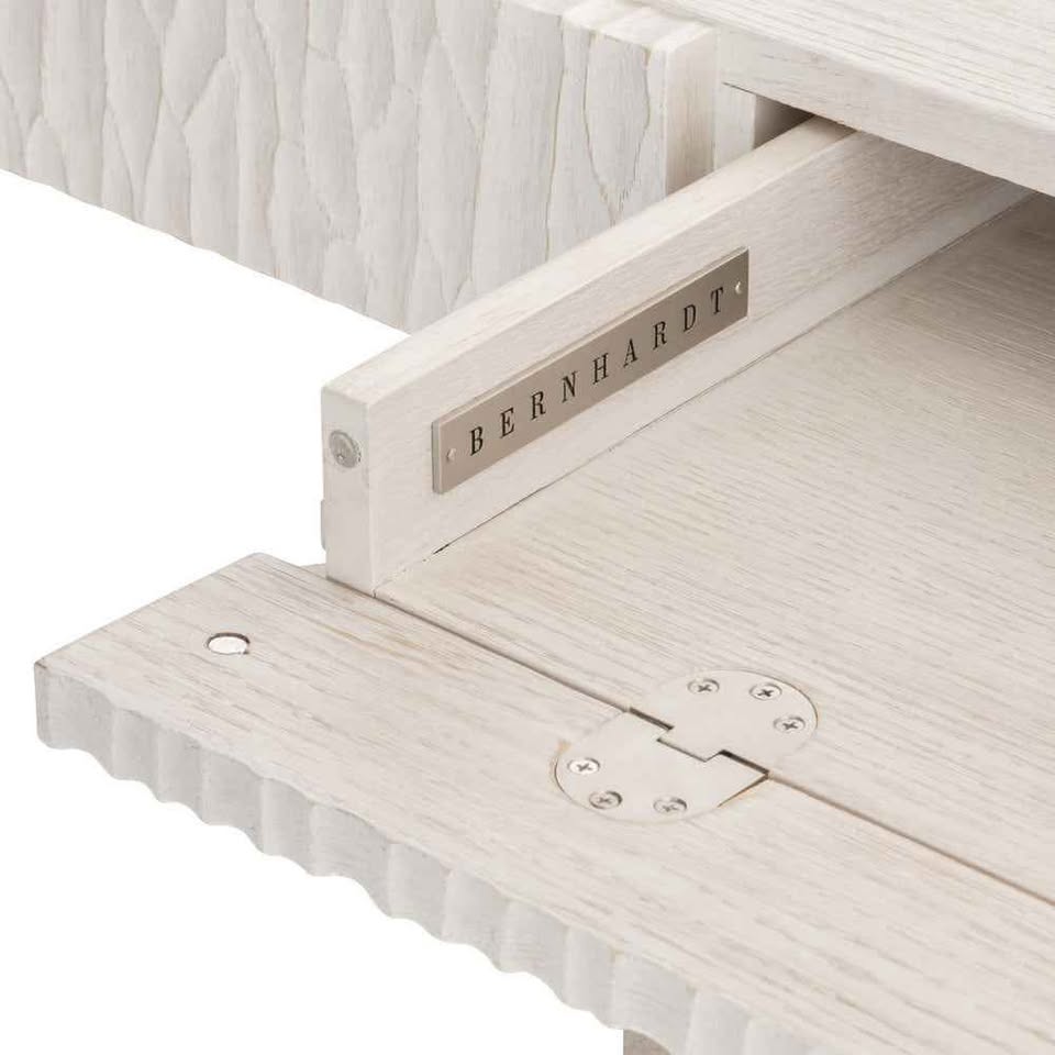 Alesio Desk: Modern Minimalist Design with USB Ports, Drop-Front Drawer & Weathered Bone Finish - Image 7