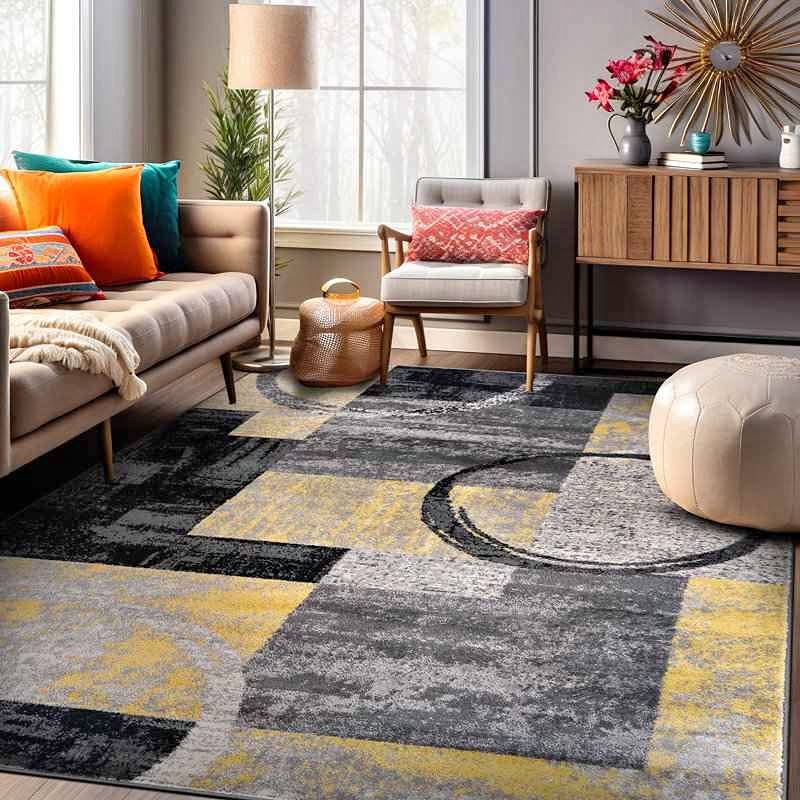 Bionda Geometric Yellow/Black/Gray Area Rug 10' x 14'