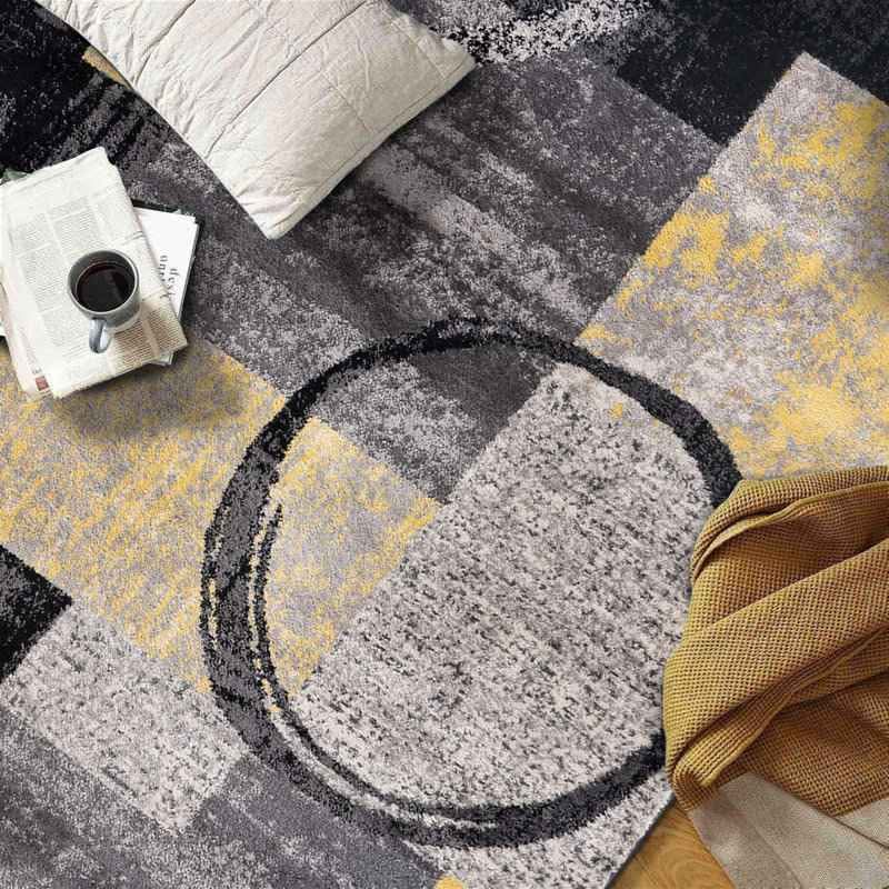 Bionda Geometric Yellow/Black/Gray Area Rug 10' x 14' - Image 2