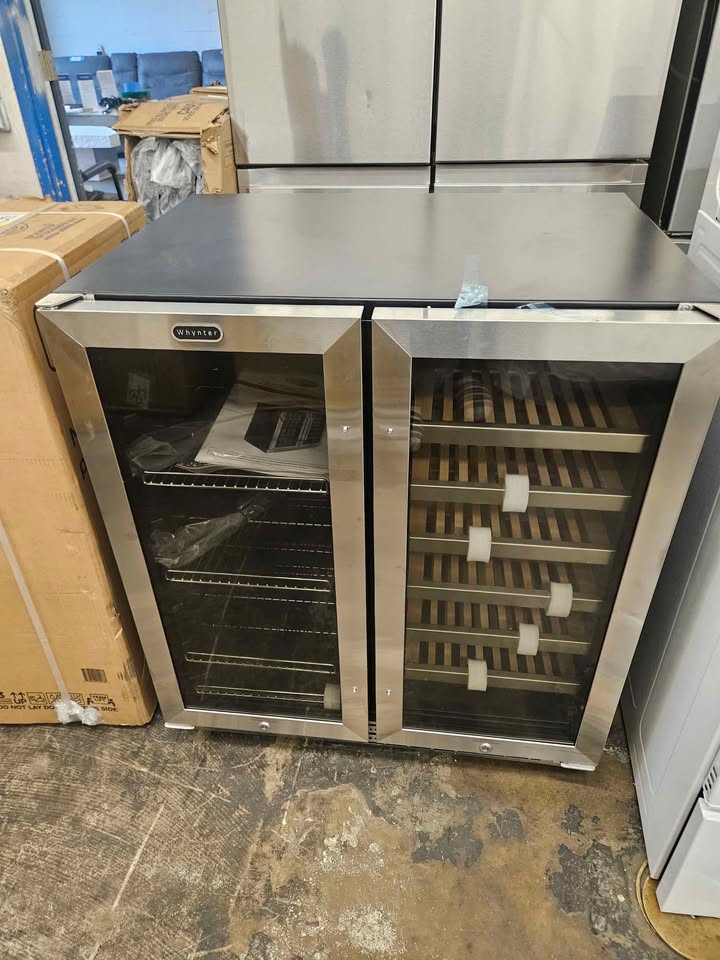 30" Dual Zone 33-Wine Bottle 112 Can Beverage & Wine Cooler Fridge with French Doors in Stainless St - Image 7