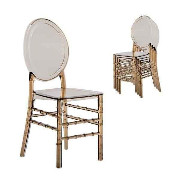 Ghost Style Amber Acrylic Stackable Event Chairs-Set of 4 ( Amber )