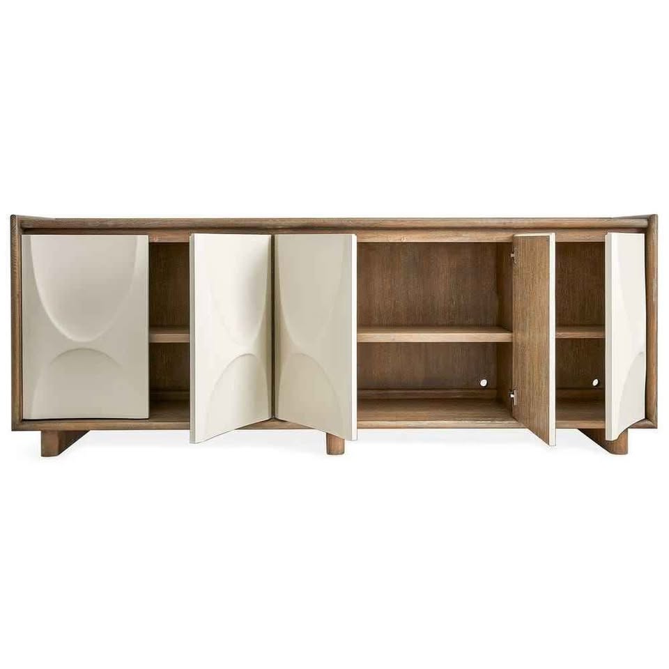 Black Label Swoosh 5 Door Cabinet ( Retails $5000.00 ) ( Cream ) - Image 5