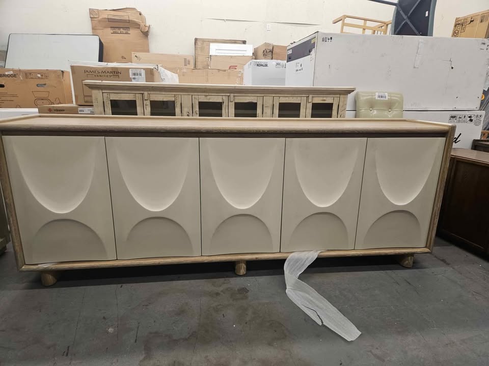 Black Label Swoosh 5 Door Cabinet ( Retails $5000.00 ) ( Cream ) - Image 8