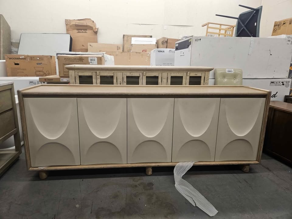 Black Label Swoosh 5 Door Cabinet ( Retails $5000.00 ) ( Cream ) - Image 9
