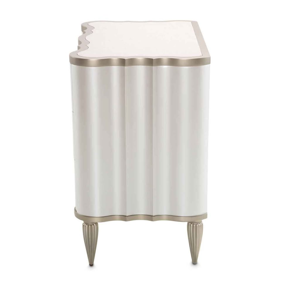 Glam 3-Drawer Nightstand with Velvet-lined Drawers ( Creamy Pearl )( Retails $1200.00 ) - Image 3