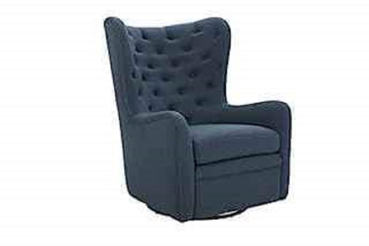 Stone & Beam Lessing Tufted Upholstered Glider, 32.7"W, Cadet Blue