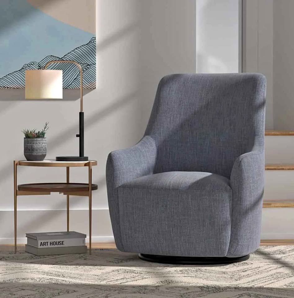 Rivet Contemporary High-Back Upholstered Swivel Accent Chair, 31.1"