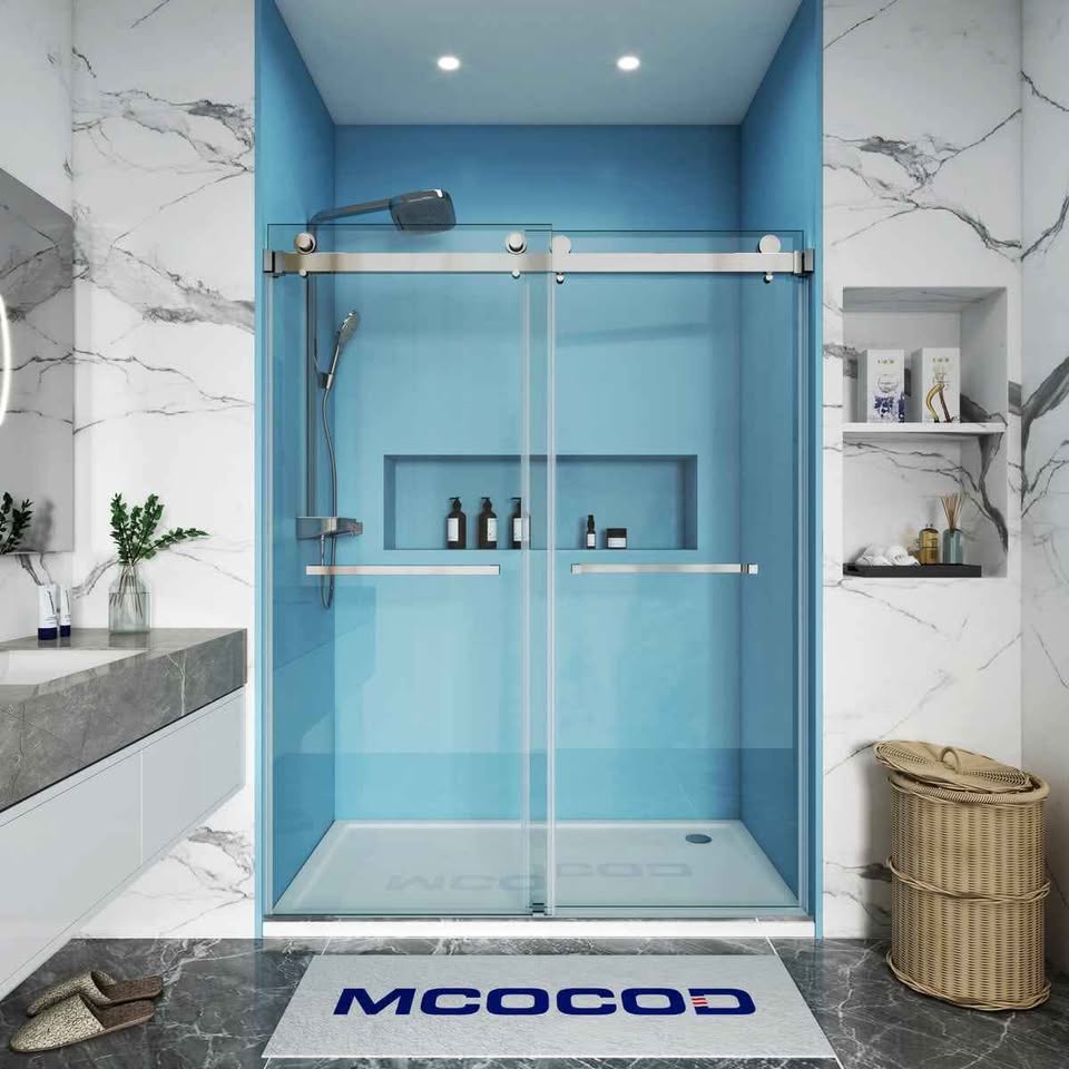 Double Sliding Frameless Shower Door- DS01 ( 66" W x 76" H ) Chrome - Image 3