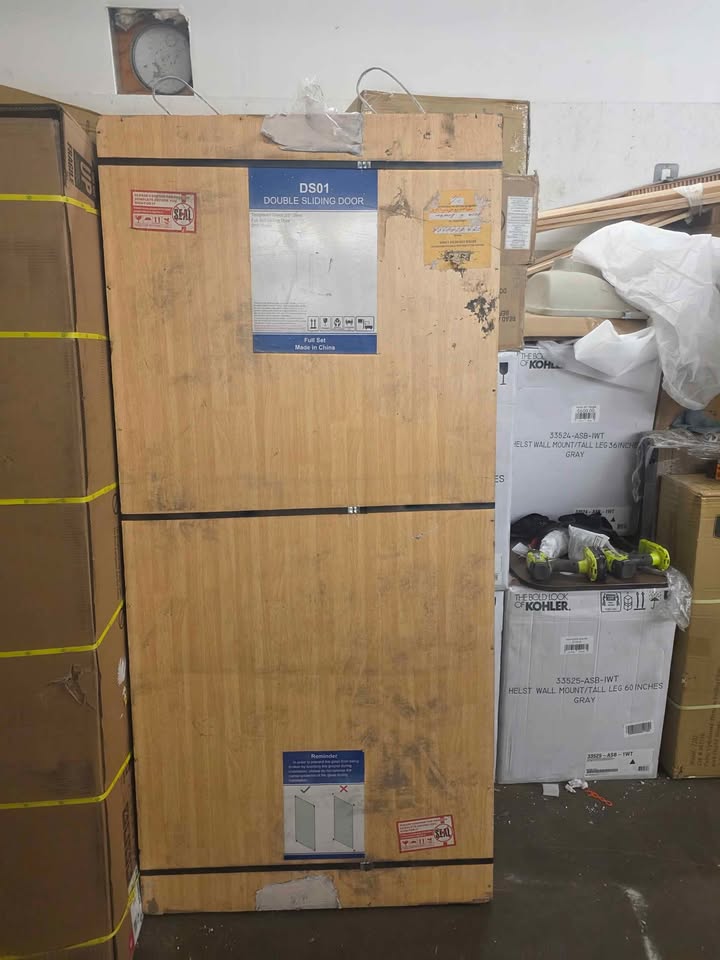 Double Sliding Frameless Shower Door- DS01 ( 66" W x 76" H ) Chrome - Image 4