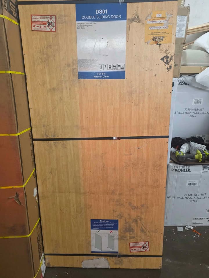 Double Sliding Frameless Shower Door- DS01 ( 66" W x 76" H ) Chrome - Image 6