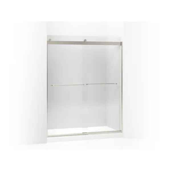 Levity 59.6 in. W x 74 in. H Sliding Frameless Shower Door in Nickel with Clear - Image 3