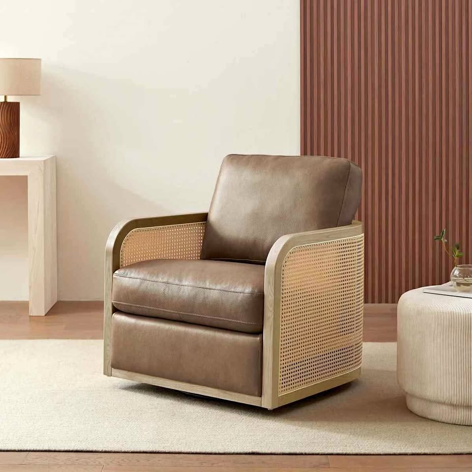 Harley Leather Swivel Accent Chair