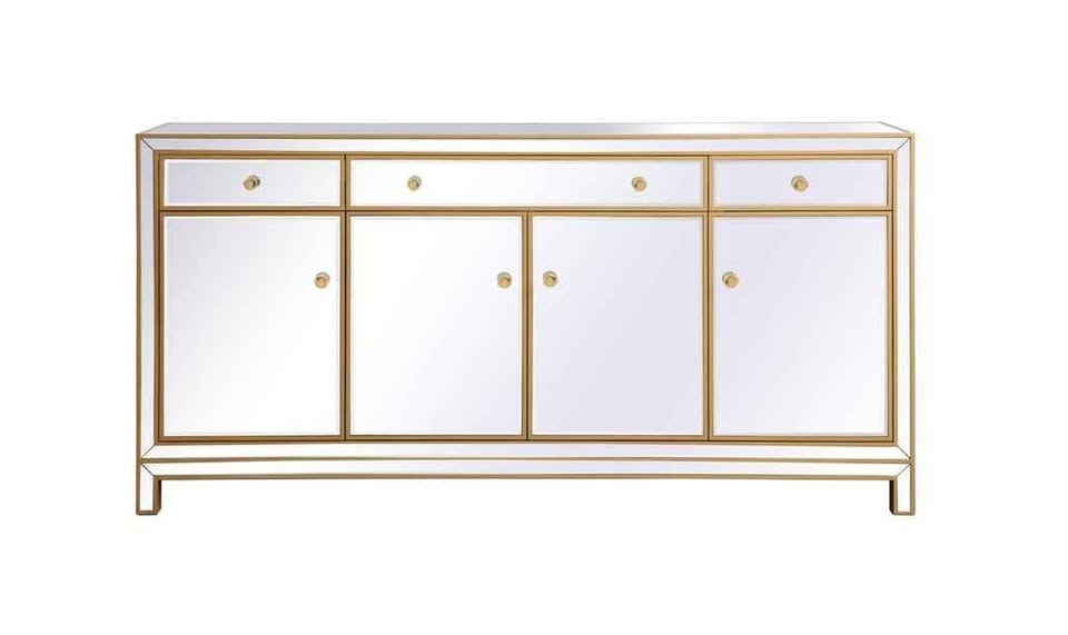 Elegant Reflexion 72 In. Mirrored Credenza in Gold MF72072G - Image 3