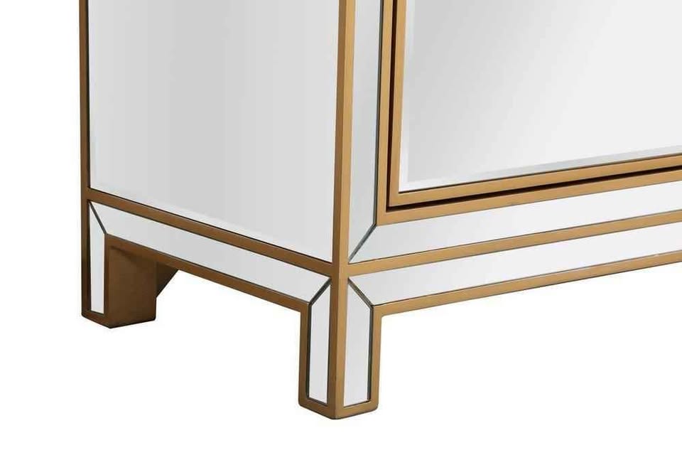 Elegant Reflexion 72 In. Mirrored Credenza in Gold MF72072G - Image 6