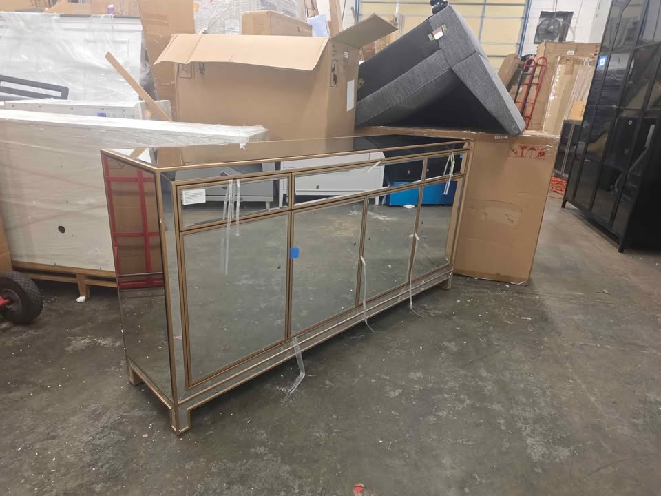 Elegant Reflexion 72 In. Mirrored Credenza in Gold MF72072G - Image 7