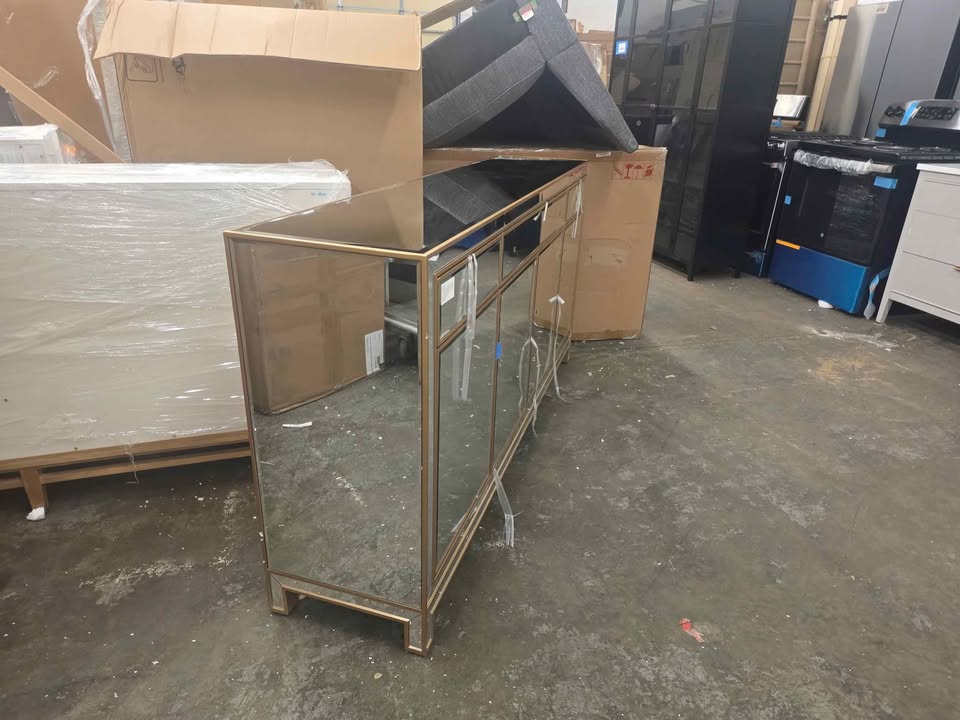 Elegant Reflexion 72 In. Mirrored Credenza in Gold MF72072G - Image 10