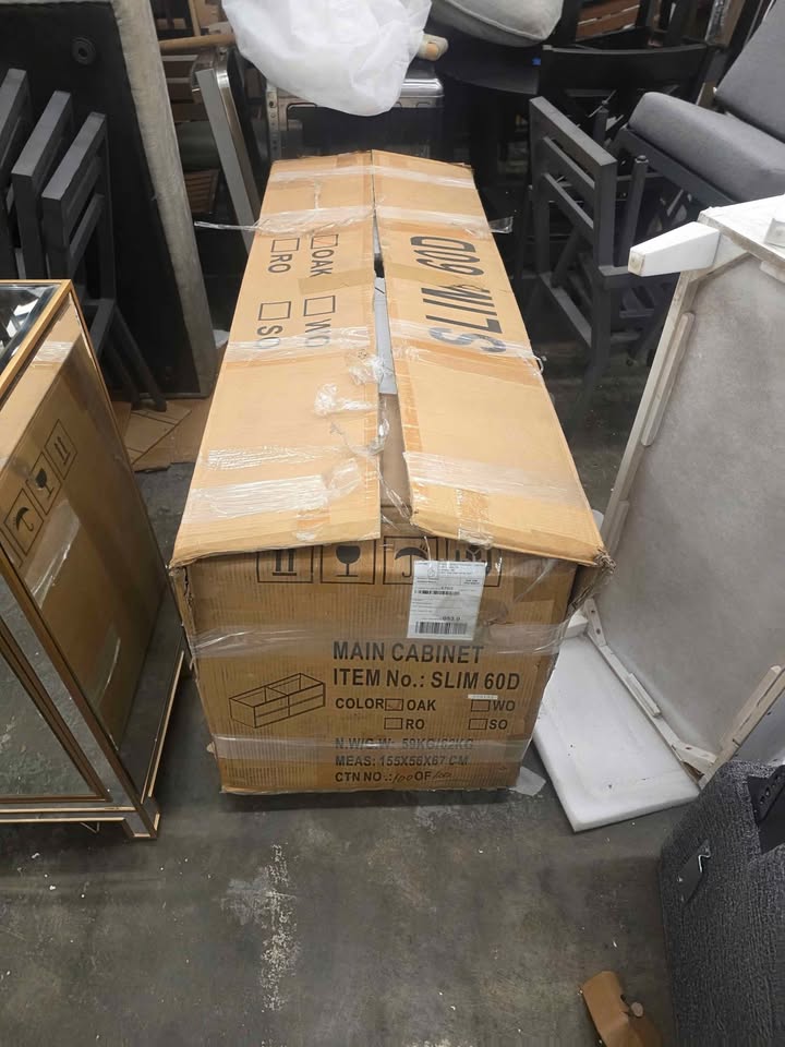 SLIM 60" DOUBLE SINK LIGHE WHITE OAK WALL MOUNTED VANITY WITH REINFORCED ACRYLIC SINKS - Image 6