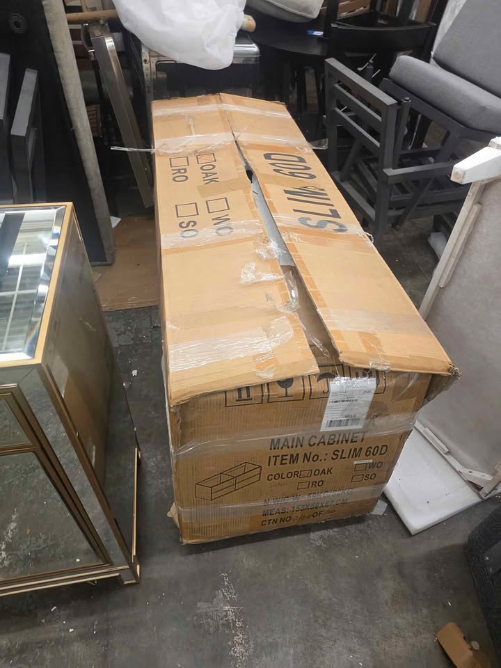 SLIM 60" DOUBLE SINK LIGHE WHITE OAK WALL MOUNTED VANITY WITH REINFORCED ACRYLIC SINKS - Image 7