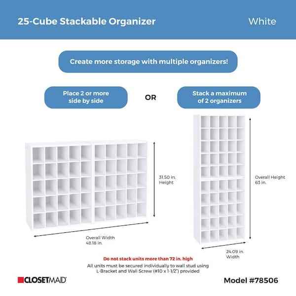 ClosetMaid 32 in. H x 24 in. W x 12 in. D White Wood Look 25-Cube Storage Organizer - Image 6
