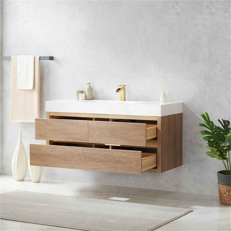 Palencia 48" Single Sink Wall-Mount Floating Wood Bathroom Vanity - Image 4