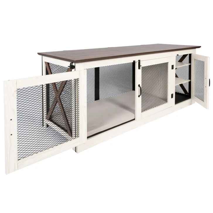 Living Essentials 65" Cooper Dog Crate Credenza with Shelves & Mat Kit - Image 4